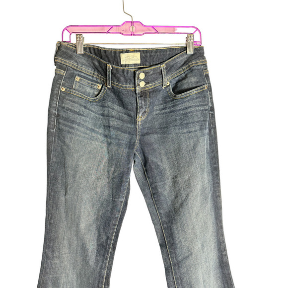 Womens Aeropostale Hailey Flare Leg Jeans Style Dark Denim Rince Jeans 7 Long - Picture 4 of 4